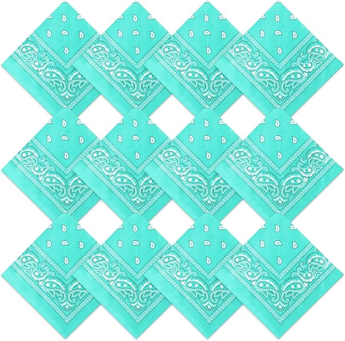 Suhine 12 Pcs Bandanas Bulk 22 x 22 Inch Paisley Headband Cowboy Handkerchief Christmas Thanksgiving Gift for Women Men