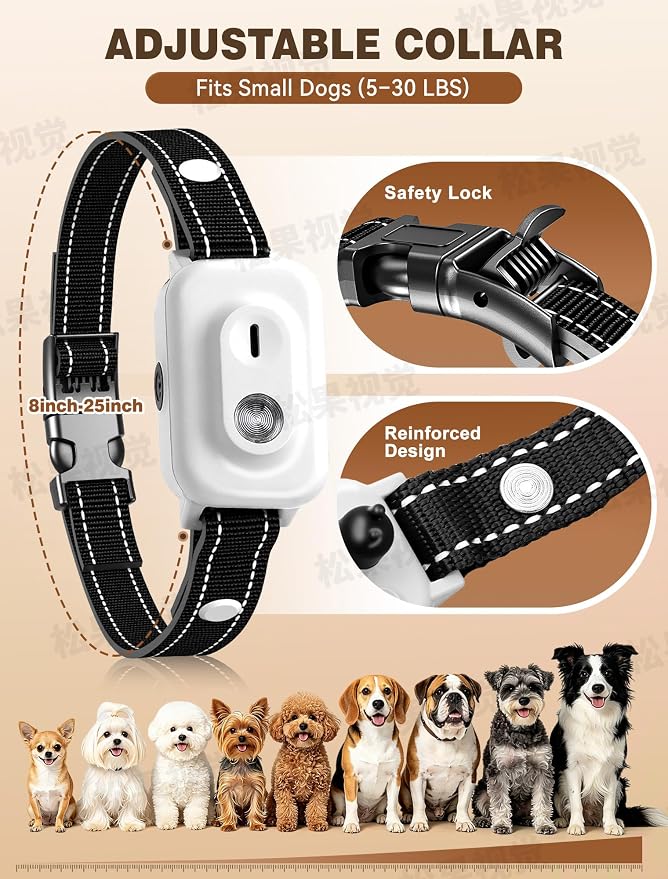 Small Dog Shock Collar with Remote - Specially Designed for Small Dogs 5-15 lbs, 5-30 lbs Puppies, Ultra-Light 0.92 Oz Dog Training Collar with Safe Beep Vibration Shock, IP67 Waterproof, Grey