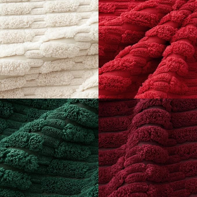 MIULEE Pack of 4 Christmas Throw Pillow Covers 20x20 Red and Green | Neutral Rustic Farmhouse Boho Soft Striped Pillow Covers,Home Decor for Sofa,Living Room,Couch,Bed