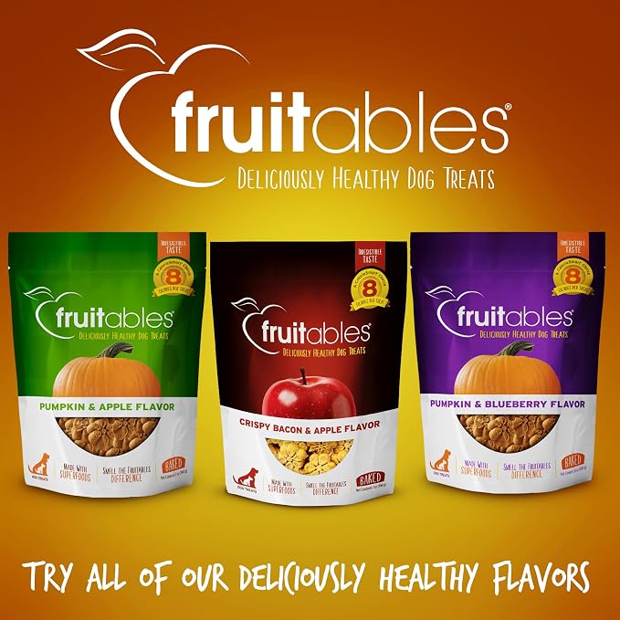 Fruitables Baked Dog Treats, Healthy Pumpkin Treat for Dogs, Low Calorie & Delicious, No Wheat, Corn or Soy, Made in the USA, Pumpkin and Banana Flavor, 12oz (Pack of 2)