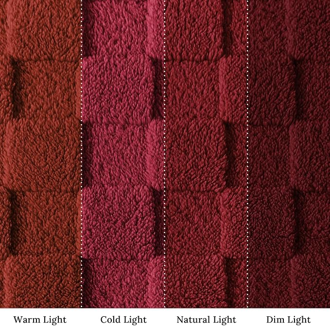 Exclusivo Mezcla 3D Checkered Fleece Queen Blanket for Bed, Burgundy | Super Soft and Cozy Fluffy Blanket, Lightweight, Breathable, Decorative Blanket for Living Room, Bedroom, All Season, 90"x90"