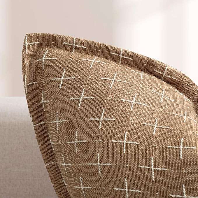 Throw Pillow Pillow Covers 26x26 Set of 2 Soft Polyester Textured Pillow Covers with Stylish Flange Edge Cozy Farmhouse Throw Pillows for Couch Bed Sofa Living Room