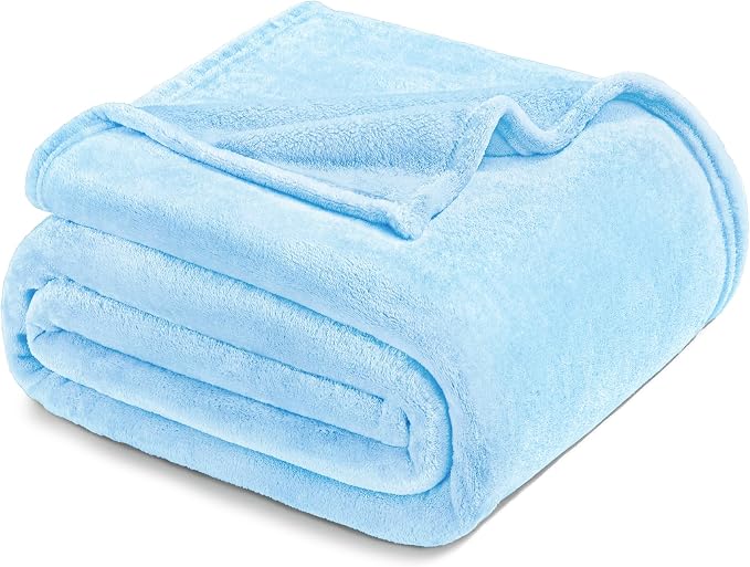 Exclusivo Mezcla Soft Large Fleece Throw Blanket for Couch, Ice Blue | 50x70 Inches, Double-Sided Brushed Flannel, Lightweight Plush Cozy Blanket for Home Decor, All Season, Machine Washable