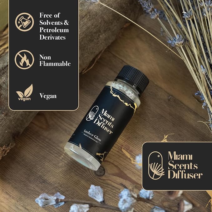 Amber Sunset Glow Essential Oil Refill Luxury Hotel Inspired - Long Lasting Aroma for Home & Office Diffuser - 120 ml Fresh Blend of Bergamot, Oud and Sandalwood, Scent for Spa Wellness Aromatherapy.