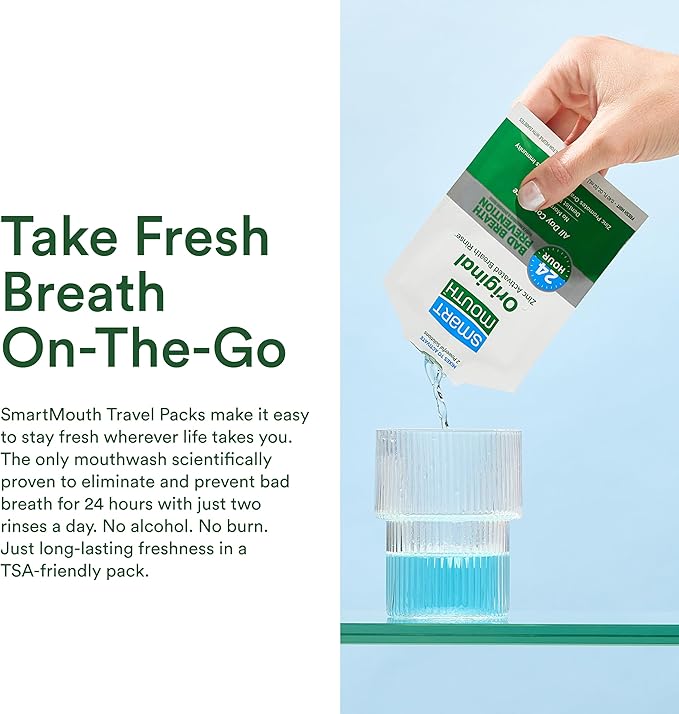 SmartMouth Original Activated Mouthwash Single Packs, Travel Mouthwash, Fresh Mint, 120 Pack