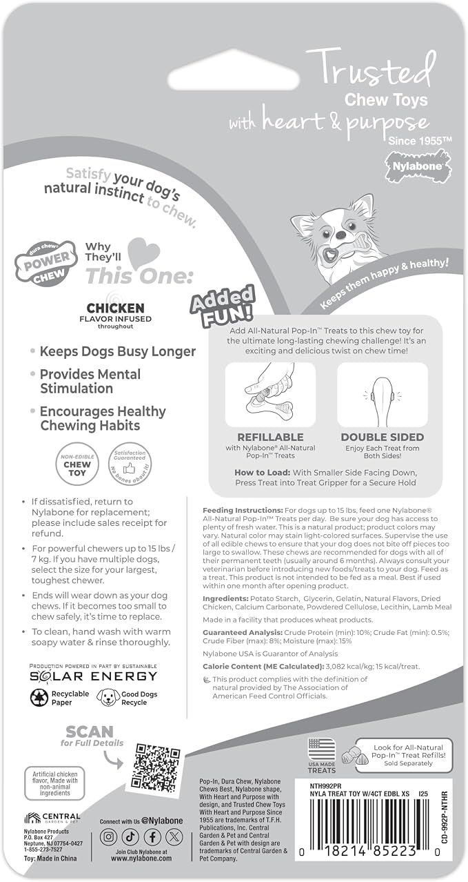 Nylabone Power Chew Knuckle Bone & Pop-In Dog Treat Toy, X-Small