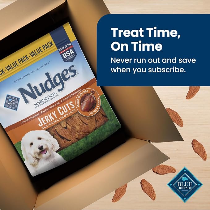 Blue Buffalo Nudges Jerky Cuts Chicken & Duck Dog Treats, 36 oz | Real Chicken & Duck First, Made in the USA, No Corn, Wheat, or Soy