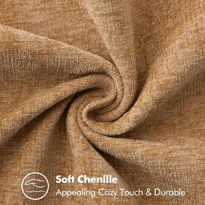 MIULEE Decorative Couch Throw Pillow Covers 20x20 Inch Apricot Brown 2 Pack | Farmhouse Pillow Covers with Stitched Edge, Soft Chenille Cushion Cases, for Sofa Bed Living Room Home Decor