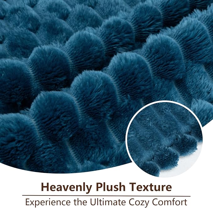 Excervent Big 3D Clouds Stylish Blanket for Bed, 50x70 Inches, Navy Blue | Decorative Fuzzy Flannel Fleece Throw Blanket for Sofa Bed Couch, Super Soft Cozy, Suitable for All Seasons