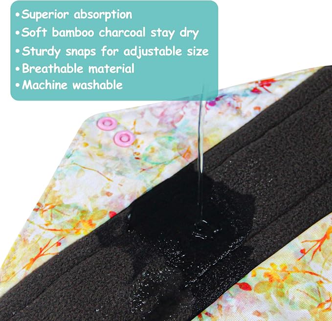 Leekalos Reusable Cloth Mini Wet Bags - Bamboo Reusable Sanitary Pads | Light Incontinence Pads - Pack of 6