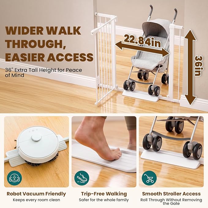 Mumeasy 36" Extra Tall Dog Gate,29.7"-40.5" Baby Gate for Stairs & Doorways