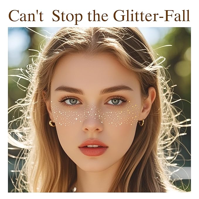 Glitter Freckles Face Tattoo, 30PCS Body Glitter Temporary Tattoos Sparkle Patches for Women, Waterproof Fake Freckles,Festival Rave Outfits Festival Decorations (Gold & Silver)