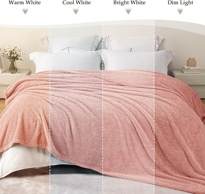 Exclusivo Mezcla Fleece Throw Blanket for Couch and Sofa, 50" x 60" | Super Soft and Cozy Fluffy Blanket for Women, Lightweight and Fuzzy Throw for Home Decor, All Season, Pink