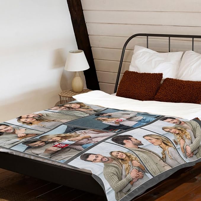 Custom Blanket with Picture Customized Photos Blanket for Couples Gifts Personalized Blankets and Throws Customize Christmas Valentines Birthday Gifts for Boyfriend Girlfriend Him Her Men Women
