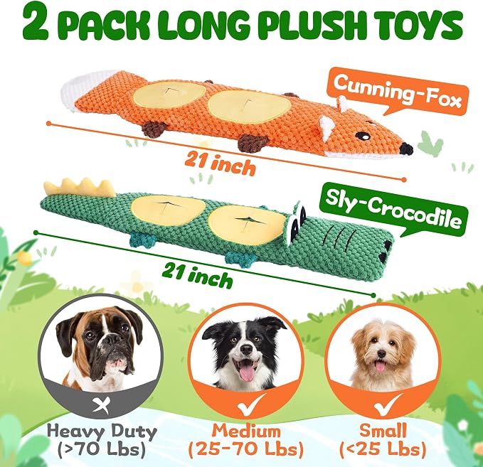 XIUGOAL Dog Toys for Chewers, 2 Pack No Stuffing Dog Toys for Boredom and Teething, Squeaky Chew Toy for Small, Medium Breed to Keep Them Busy