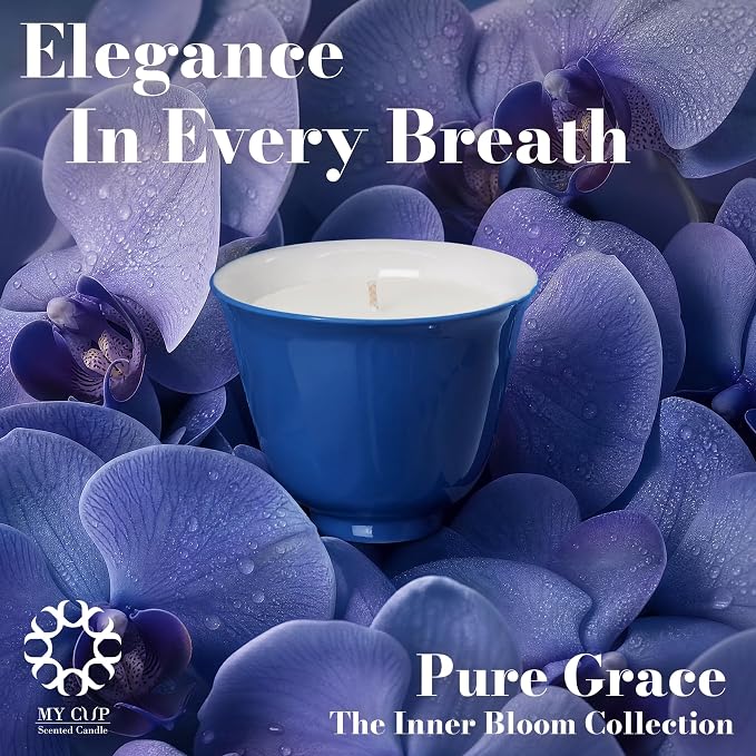 My Cup Pure Grace Luxury Scented Candle, Soy Wax, Hand Poured Tea Inspired Home Fragrance in Reusable Porcelain Vessel, Gifts for Women, 6 oz