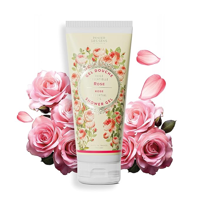 Panier des Sens - Rose Moisturizing Body Wash for Women & Men - Gentle Shower Gel with 96% Natural Ingredients for Normal & Sensitive Skin - Body Care Made in France, SLS Free, Vegan - 6.8 Fl Oz