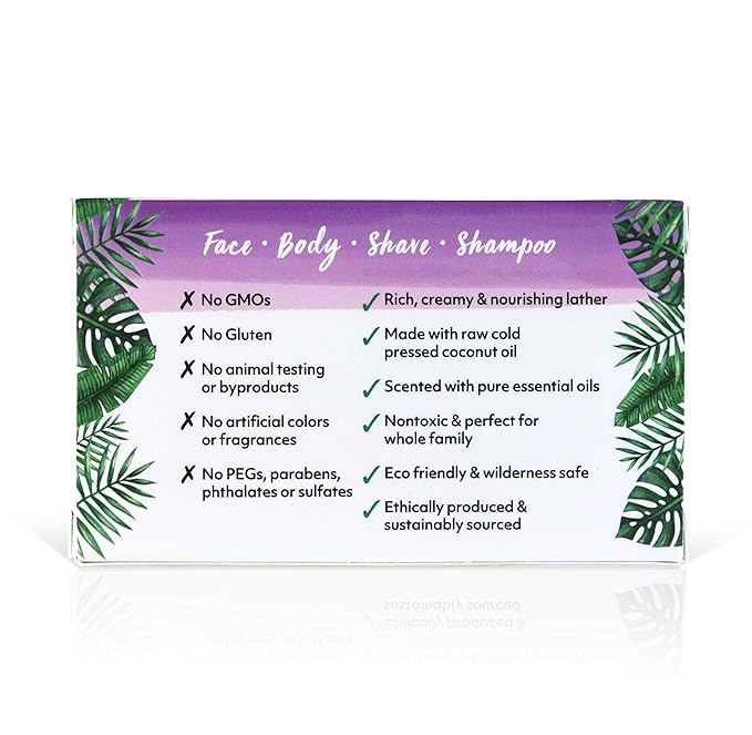"Coco Fiji Soap Bar for Face and Body Infused With Organic Coconut Oil, Lavender Essential Oil, Natural Soap for Moisturizing & Pore Purifying Skin, 7 oz, Pack Of 2 "