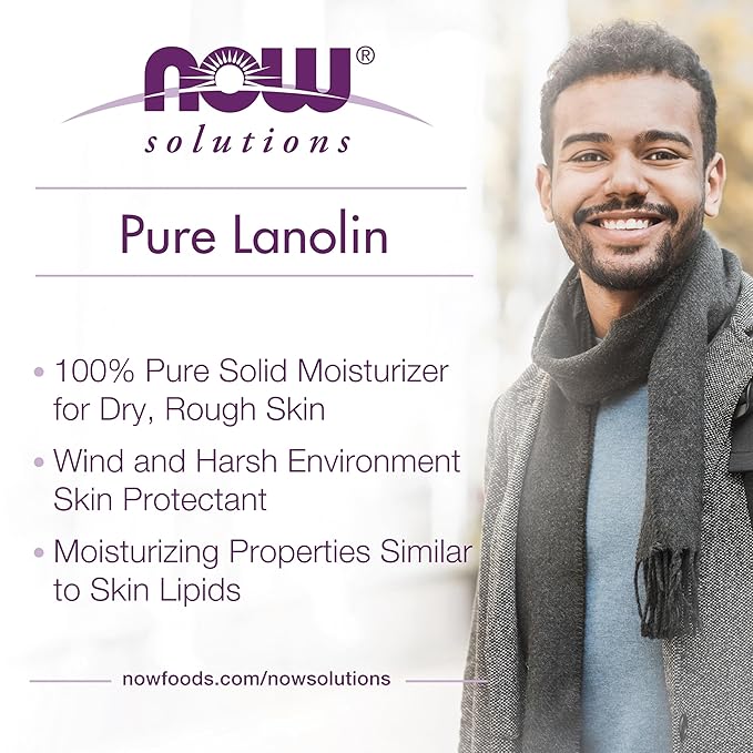 NOW Solutions,Pure Lanolin,Wind and Harsh Environment Skin Protectant,Thick Jelly,For Rough Dry Skin,7-Ounce,(Pack of 2)