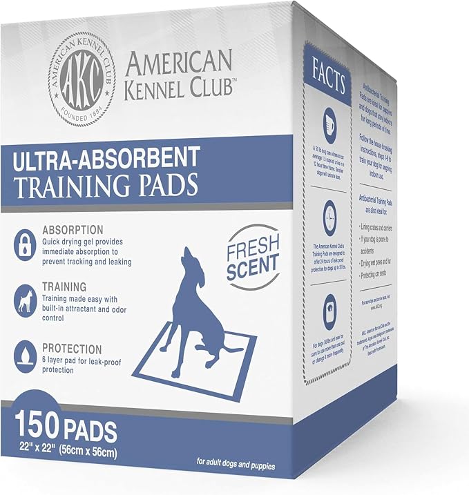 AKC Puppy Training Pads, 22" x 22", Fresh Scent, 150 Count