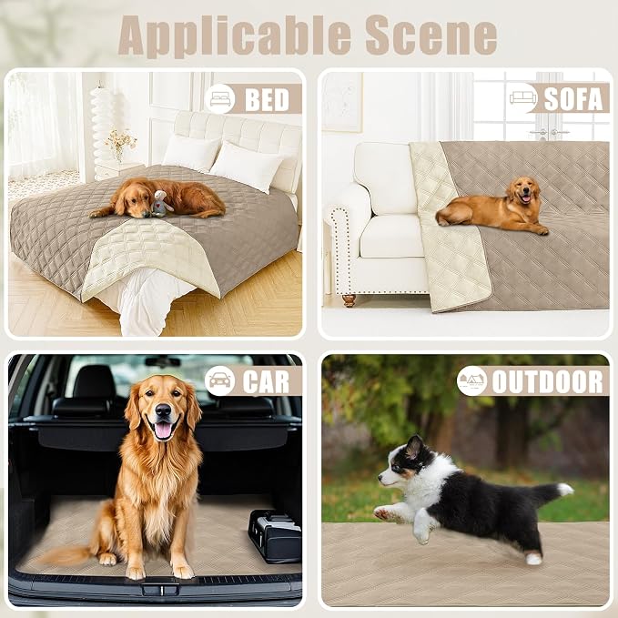 Smiry Waterproof Dog Bed Cover, Reversible Pet Blanket for Sofa Couch | Soft Washable Dog Blanket, Leakproof Couch Cover for Dogs Cats & Furniture Protection, 52x82, Taupe/Beige