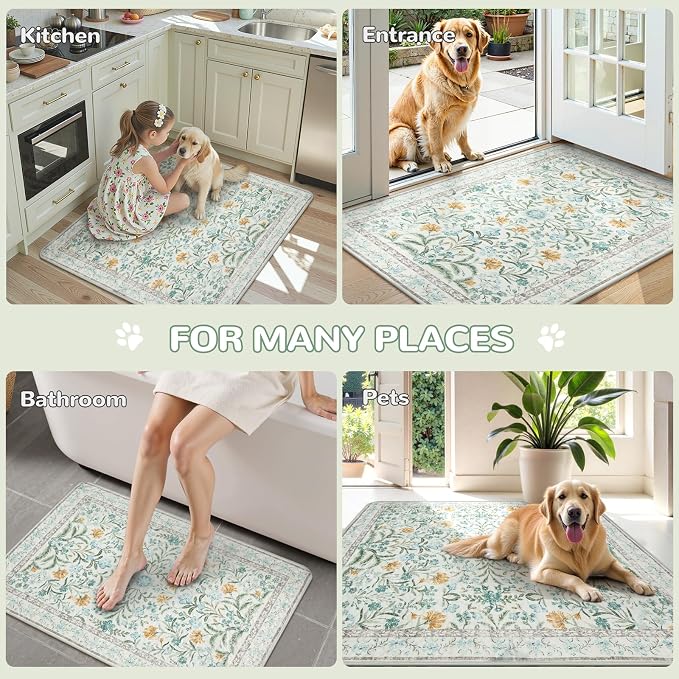 Lahome Botanical Washable Reusable Pee Pads for Dogs, 2 Pack, Beige, 36x36 | Super absorbent, waterproof training mats with leakproof non-slip backing; suitable for potty training, crates and floors.
