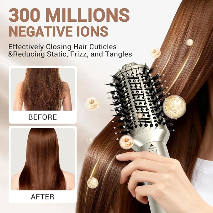 Lavomist 8-in-1 Dual Voltage Hot Air Styler & Hair Dryer Brush with Straightener & Curler Attachments, 110,000 RPM Ionic Fast Drying for Frizz-Free Styling, Includes Travel Bag