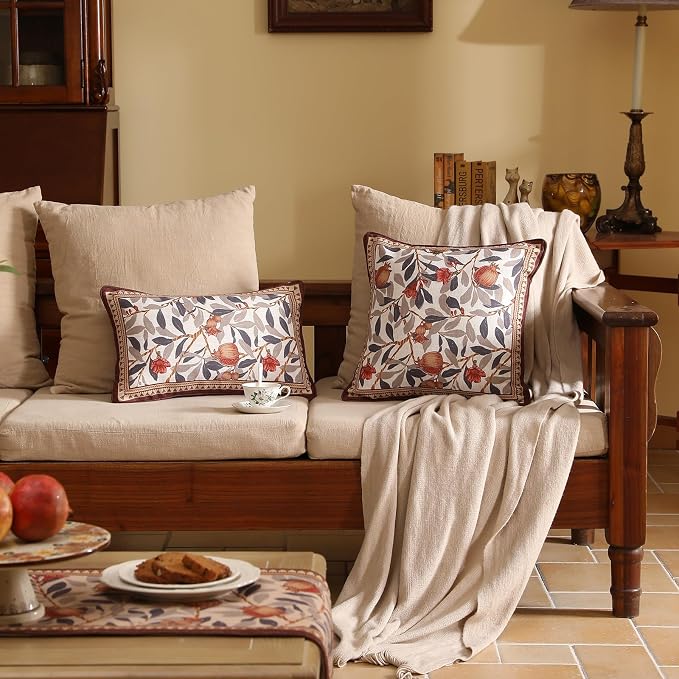patdrea Designer French Vintage Linen Throw Pillow Cover,18"x18",Set of 2 | Decorative Pillow Case with Zipper,Floral Pattern,Pillow Cover for Couch Living Room Bedroom Sofa