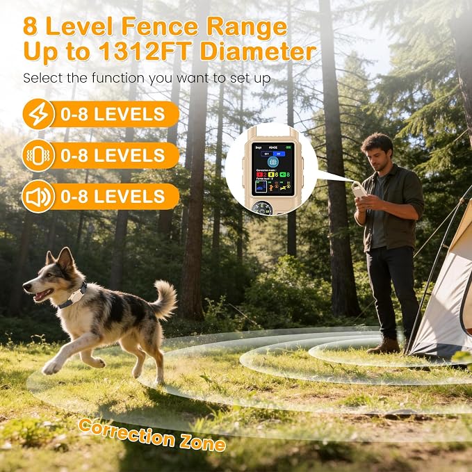 4-in-1 Wireless Dog Fence System for Medium Large Dogs, Remote Training