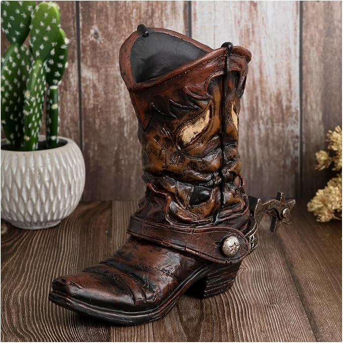 Hobby Lobby Western Star Spur Cowboy Boot Vase, Set of 2 | 9.38" H x 10.94" W, Faux Floral Centerpiece Vase