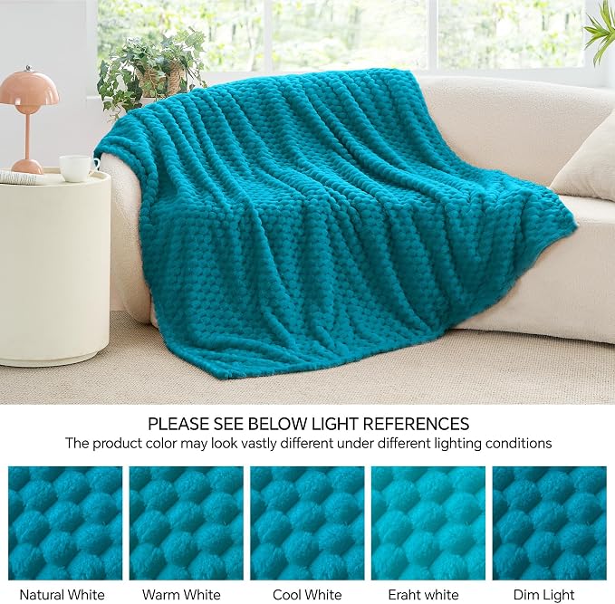 BEDELITE Jewel Blue Throw Blanket for Couch, Soft Gifts for Women, 50 * 60 | 3D Jacquard Decorative Fleece Blanket, Super Soft Plush Throws, Cute Birthday Gift for Women & Men, Suitable for All Seasons