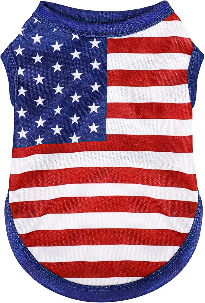 American Flag Inspired Dog Vest: Perfect Dog Shirt, Ideal Tank Top for Everyday Wear, Independence Day Celebrations Crafted Materials for a Cute and Stylish Look Blue M