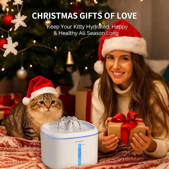Cat Water Fountain,84oz/2.5L Pet Cat Fountain - Ultra Quiet Upgraded Automatic Pet Water Dispenser with 8 Replaceable Filters, Indoor Cat & Dog Drinki