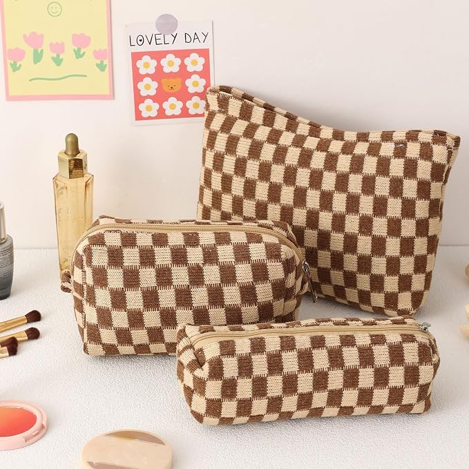LYDZTION Makeup Bag Cosmetic Bag for Women,1Pcs Large Capacity Makeup Bags and 1Pcs Pencil Case Makeup Brushes Storage Bag Travel Toiletry Bag Organizer