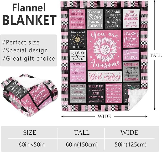 Get Well Soon Gifts for Women After Surgery, Inspirational/Sympathy/Relaxation/Spiritual/Motivational/Encouragement/You are Awesome Gifts for Women Blanket 60"x50"