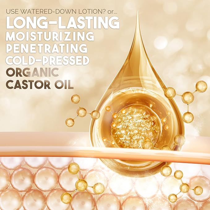 BALM OF GILEAD Organic Castor Oil for Skin Hydration - Therapeutic Cold Pressed, USDA Certified 100% Pure, Glass Bottle - 16 oz Unrefined, Hexane Free, Castor Oil for Hair & Eyelashes Growth