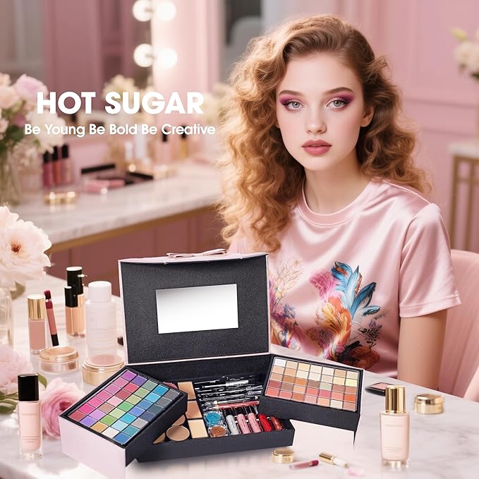 Hot Sugar Girls Makeup Kit for Teenagers, Beginner Makeup Gift Set for Women Full Makeup Kit (Blue)