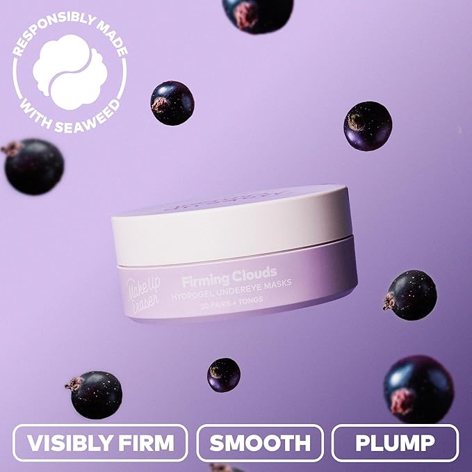 The Original MakeUp Eraser Firming Clouds Hydrogel Undereye Masks - Visibly Firms with Niacinamide, Collagen & Black Currant - Non-irritating and Fragrance Free- 20 Pairs - Tongs Included