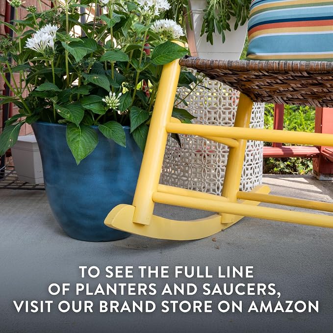 13" Honeysuckle Planter in Blue Jean | Hand-Painted Finish Plant Pots, Lightweight Indoor Outdoor Planter, UV-Resistant, Great for Patio, Home & Garden Decor Accent