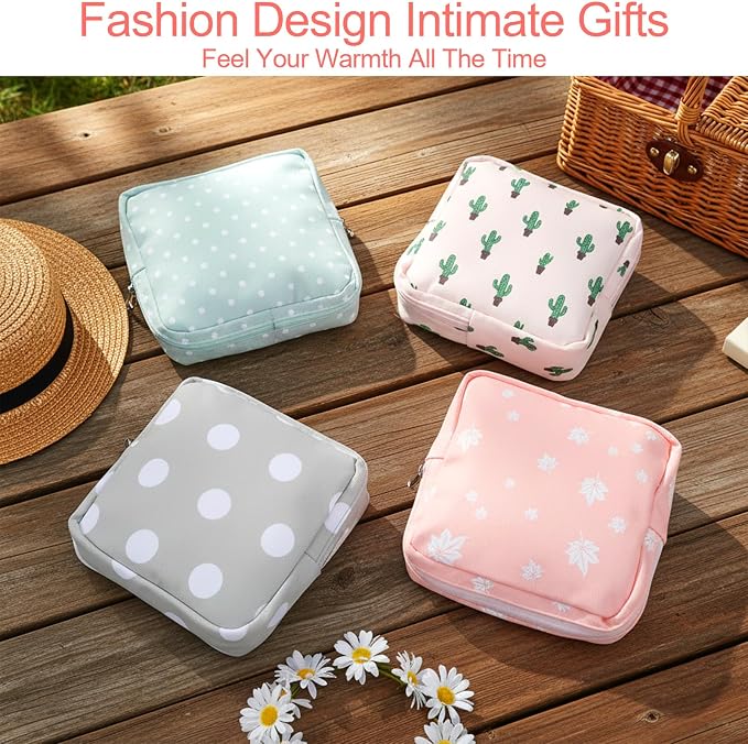 Sanitary Napkin Storage Bag, 4 Pcs Period Bag for Women Portable Period Pouch Small Discreet Menstrual Pad Bags Cute Feminine Pads Period-Kits Menstrual Cup Pouches Tampon Holder for Purse