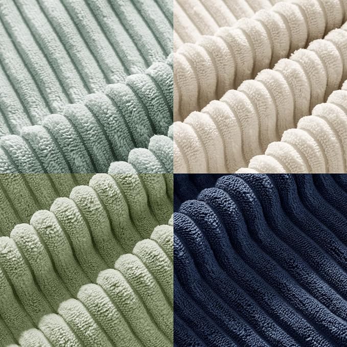 MIULEE Soft Corduroy Decorative Throw Pillow Covers Muted Teal 18x18 | Set of 4, Mordern Nordic Decor, Muted Morandi Tones, Boho Farmhouse Cushion Covers for Couch Bed Sofa Living Room