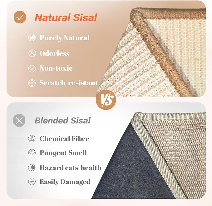 CHEERPALS Sisal Cat Scratcher Bed with Balls Wooden Cat Furniture(Large) | Cat Scratching Post. Indoor Cats Hammock. Natural Sisal Cat Scratch. Assembles in 5 mins. Gentle on kitten claws
