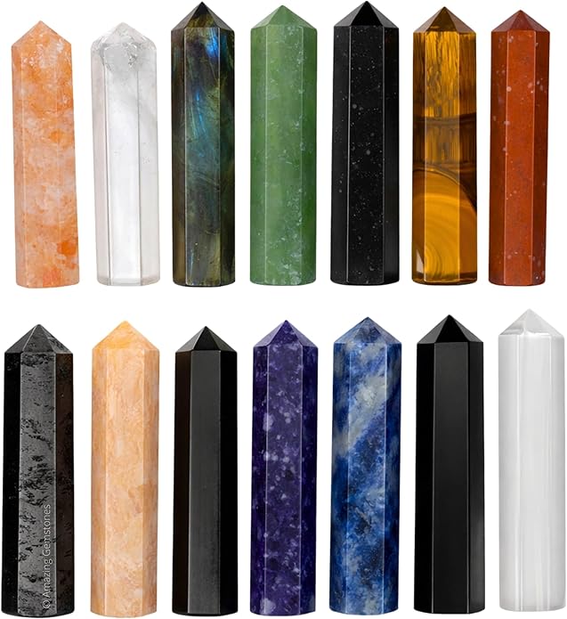 Amazing Gemstone Crystal Points Bulk Healing Crystals & Stones - Premium Single Terminated Healing Wand Point Bulk Crystals for Crafts, Crystal Grid, DIY Work