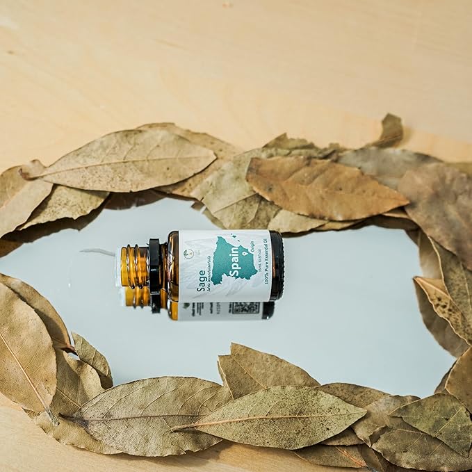 Sage Essential Oil - Direct from Essential Oils SL Spain - Steam Distilled - Aceite Esencial de Salvia for Aromatherapy, Massage, Diffuser, DIY Candle and Soap Making - 22lbs