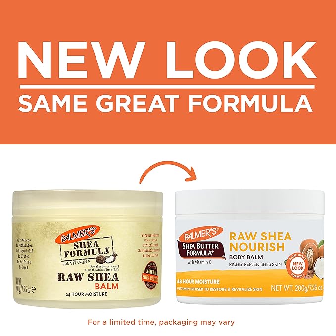 Palmer's Shea Butter Formula Raw African Shea Butter Balm,Nourishing Body Moisturizer for Rough,Dry Skin,7.25 Ounces,(Pack of 2)