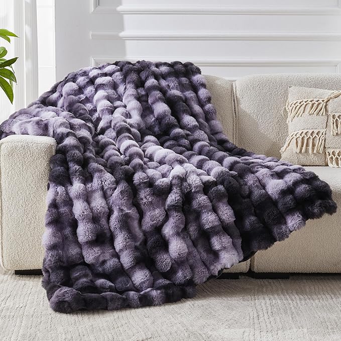Faux Fur Twin Blanket for Couch, 1000 GSM Cozy Fuzzy Fluffy Soft Plush Thick Bubble Sherpa Blanket for Sofa Bedroom Living Room, Mothers Day Birthday Gifts for Women Home Decor