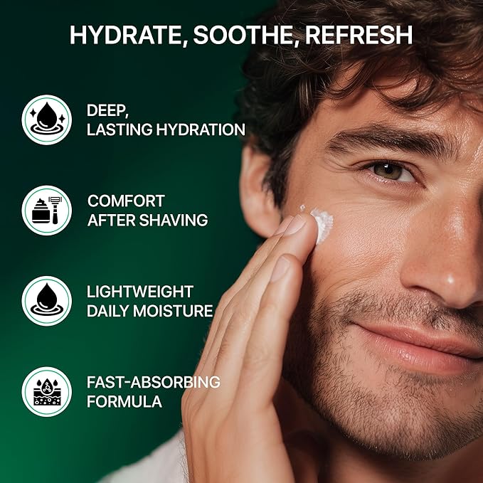 Mens Face Moisturizer Anti-Aging Cream - Lightweight After Shave Lotion for Men - Day & Night Hydrating Skin Care with Niacinamide Collagen Ceramides - Fast-Absorbing Non-Greasy 1.85oz