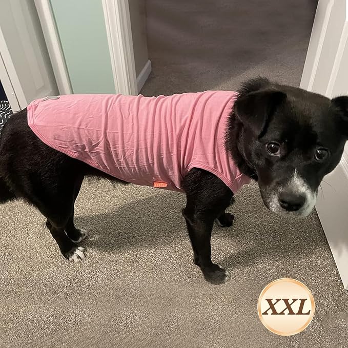 KYEESE 2Pack Cotton Dog Shirt for Medium Large Dogs Soft Striped Tank Top | Reflective for Safety, Lightweight & Breathable, Gentle on Sensitive Skin, Stretchy & Free to Move, Comfortable Daily Wear