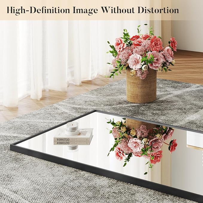 DUMOS 63"x20" Full Length Floor Mirror, Full Body Mirror | Free Standing or Wall Mount, Nano Glass Aluminum Frame, Hanging or Leaning, Modern Simple Home Decor, Black