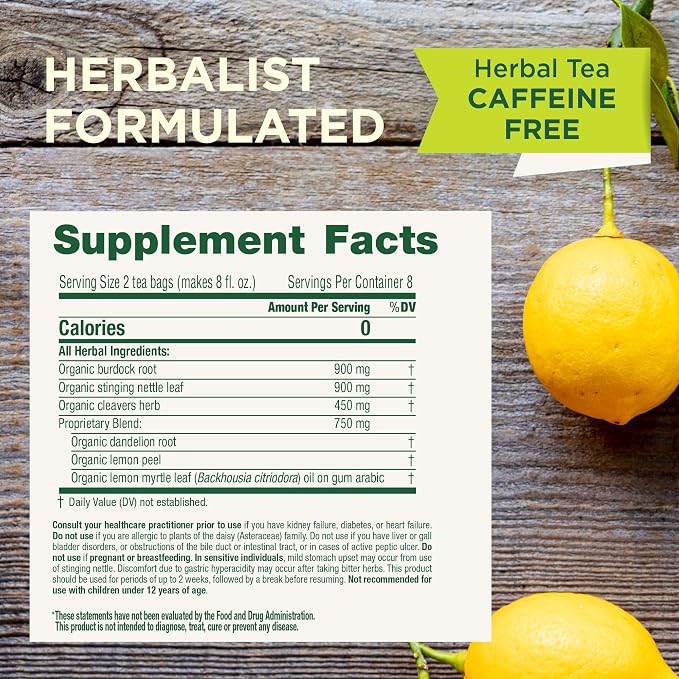 Traditional Medicinals Tea, Organic EveryDay Detox Lemon, Supports Healthy Skin & Liver Function, Detox, 16 Tea Bags
